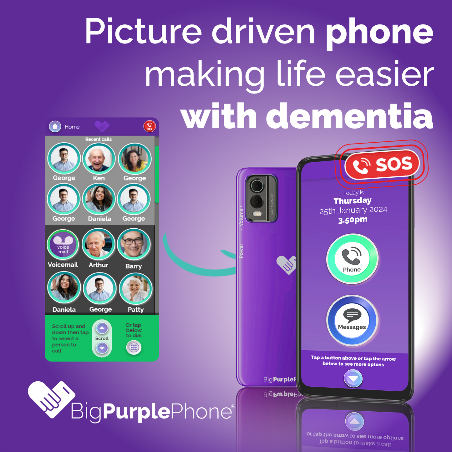 Best mobile for seniors with a picture-based contact list, perfect for dementia and memory support.